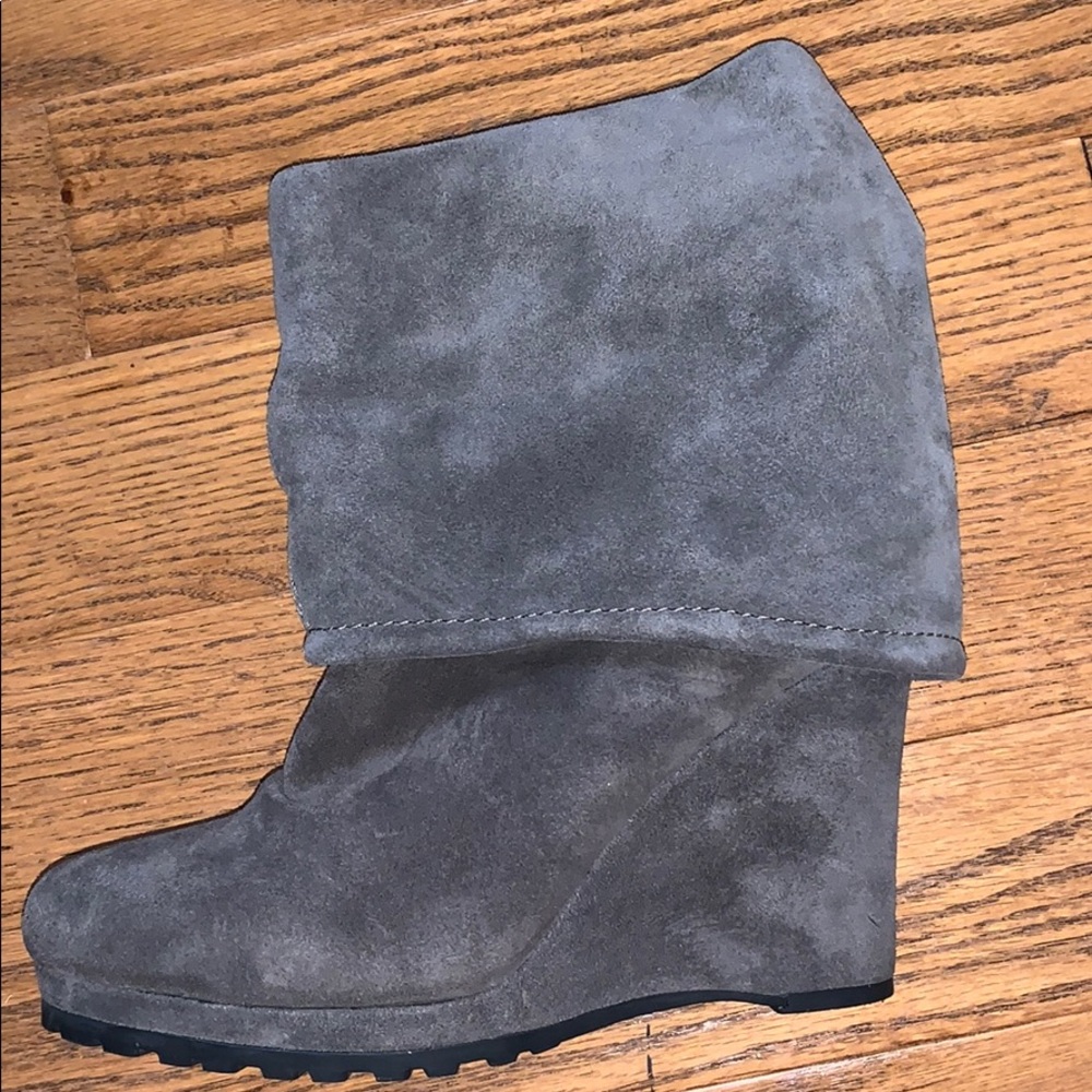 VANELI dark gray cuff wedge boots 8M